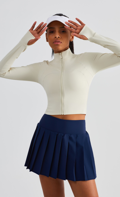Chaqueta para mujeres de cuello alto con manga larga de manga delgada chaqueta recortada