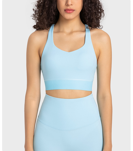 Alta calidad 80% Nylon 20% Spandex Women Sports Bra Tops para gimnasio Fitness