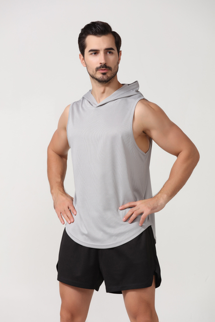 Fitness de gimnasio masculino Camiseta sin mangas con capucha transpirable Remblimático seco Sporty Tank Tank Toqule Gym Bodybuilding Fitness Wear