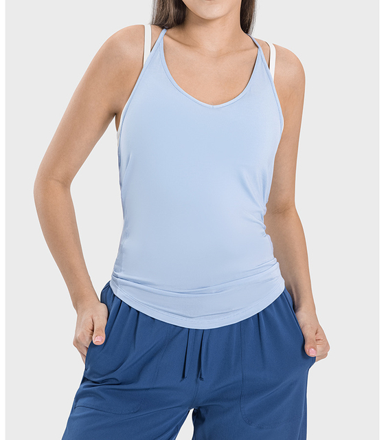 El nuevo chaleco deportivo de secado rápido de las mujeres, suave y suave con belleza, swing swing yoga sólido para adultos