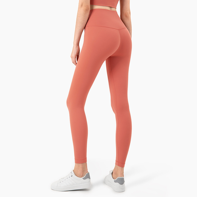 Levgings de yoga de bolsillo de la cintura de nylon topo