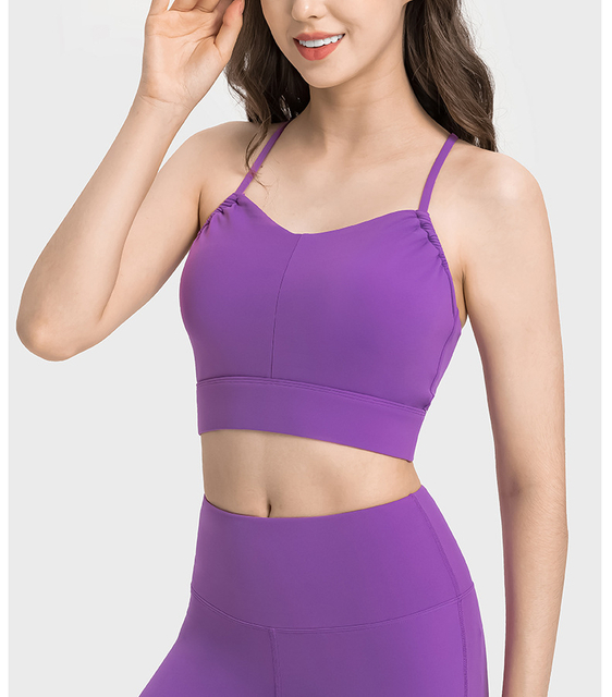  Bras de bras de entrenamiento tops de yoga de fitness con correas delgadas acolchadas sujetador deportivo